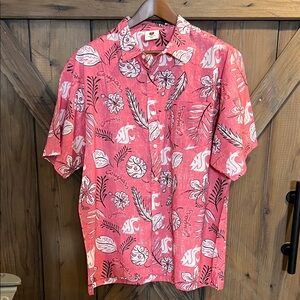 Wes and Willy Mens WSC College Hawaiian Shirt Short Sleeve Button Up Floral XL